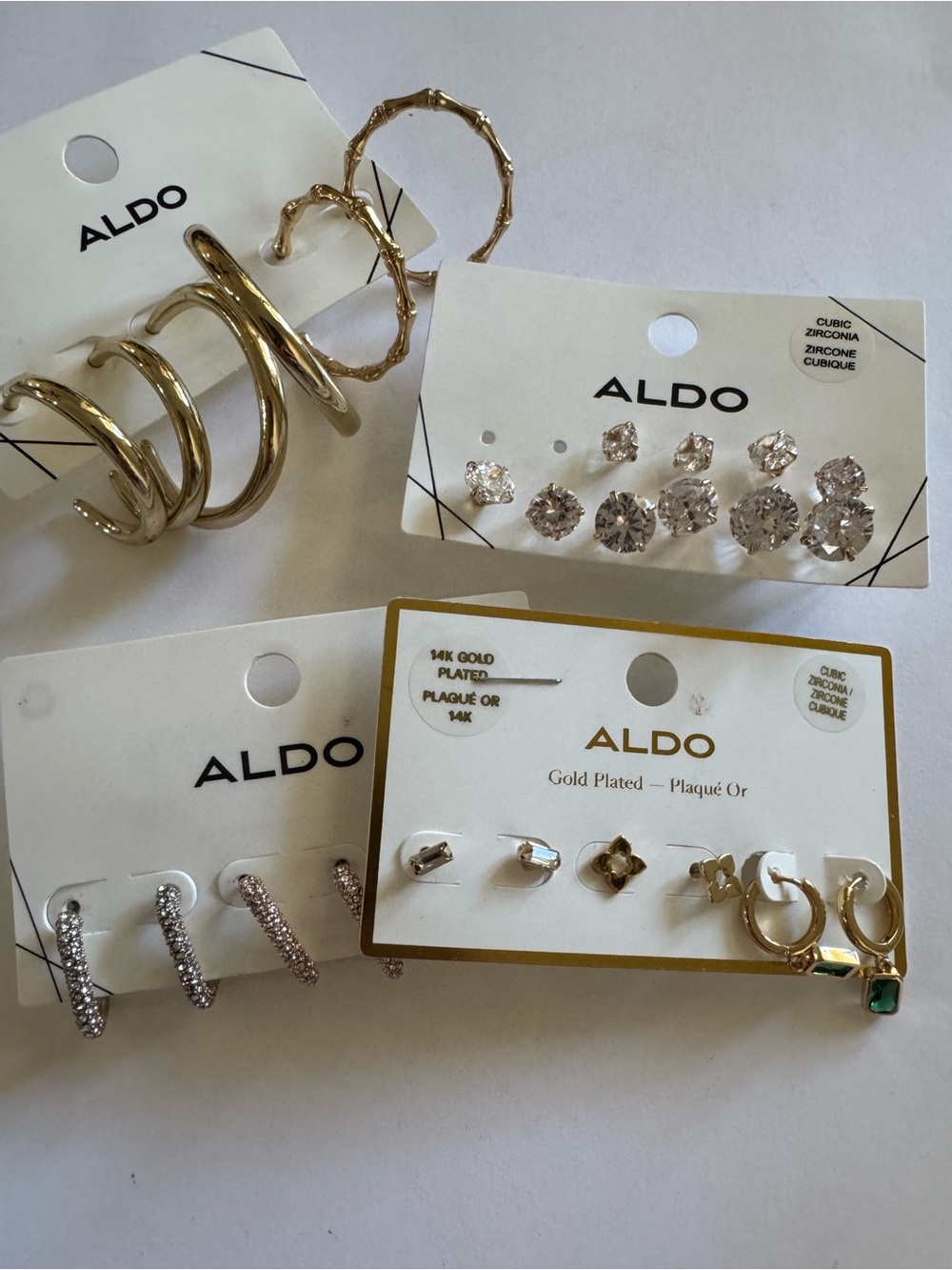 Aldo Gold and Clear Crystal Earring Set